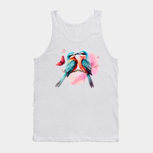 Valentine Kissing Bee Eater Bird Couple Tank Top